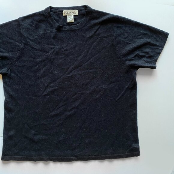 Kevo Silk Cashmere Short Sleeve Black Knit T-Shirt Size XL Crew Neck - Picture 6 of 6